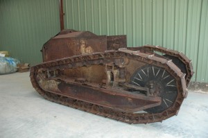 The Renault FT-17 tank is a World War I light tank supplied by the French to the Americans upon U.S. entry into the war in 1917. This shows the tank prior to restoration, Photo courtesy of the Museum of the american G.I.