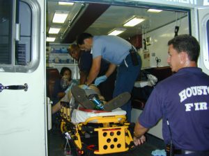 Cardiac arrests take up to twelve HFD personnel to do CPR and advanced life support. Photo courtesy of Diana Rodriguez.